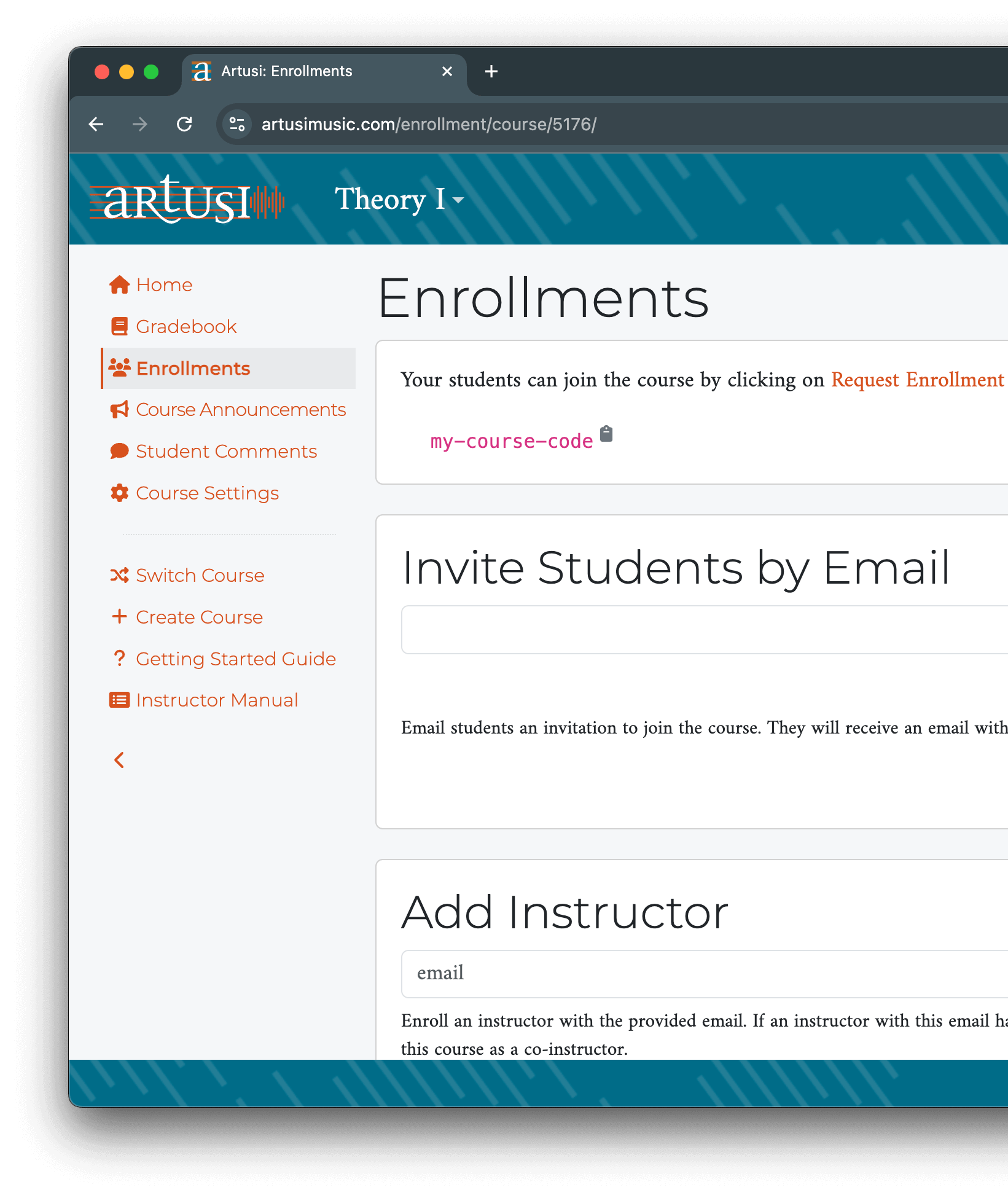 Manage Enrollments screen