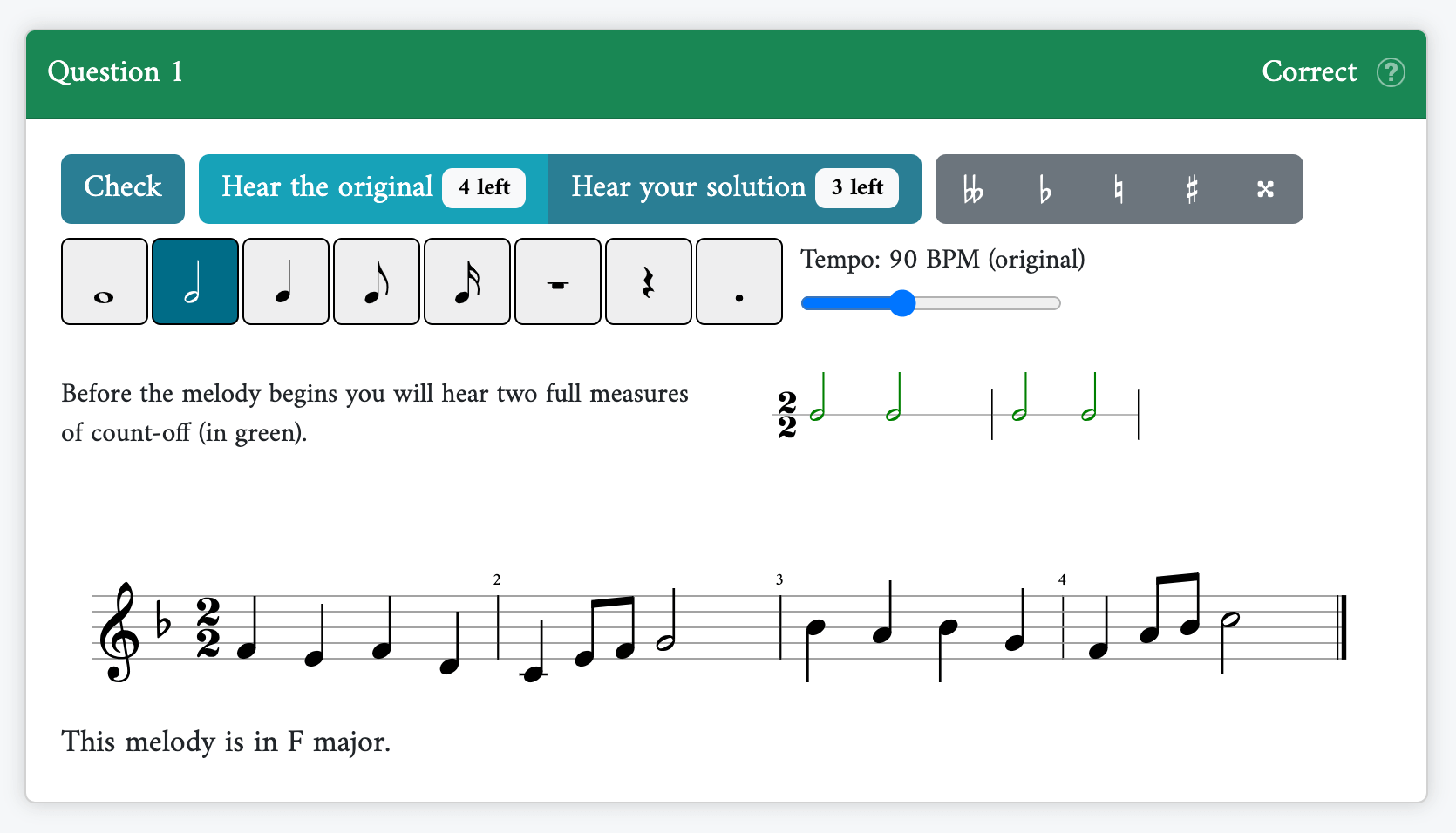 Melodic dictation example